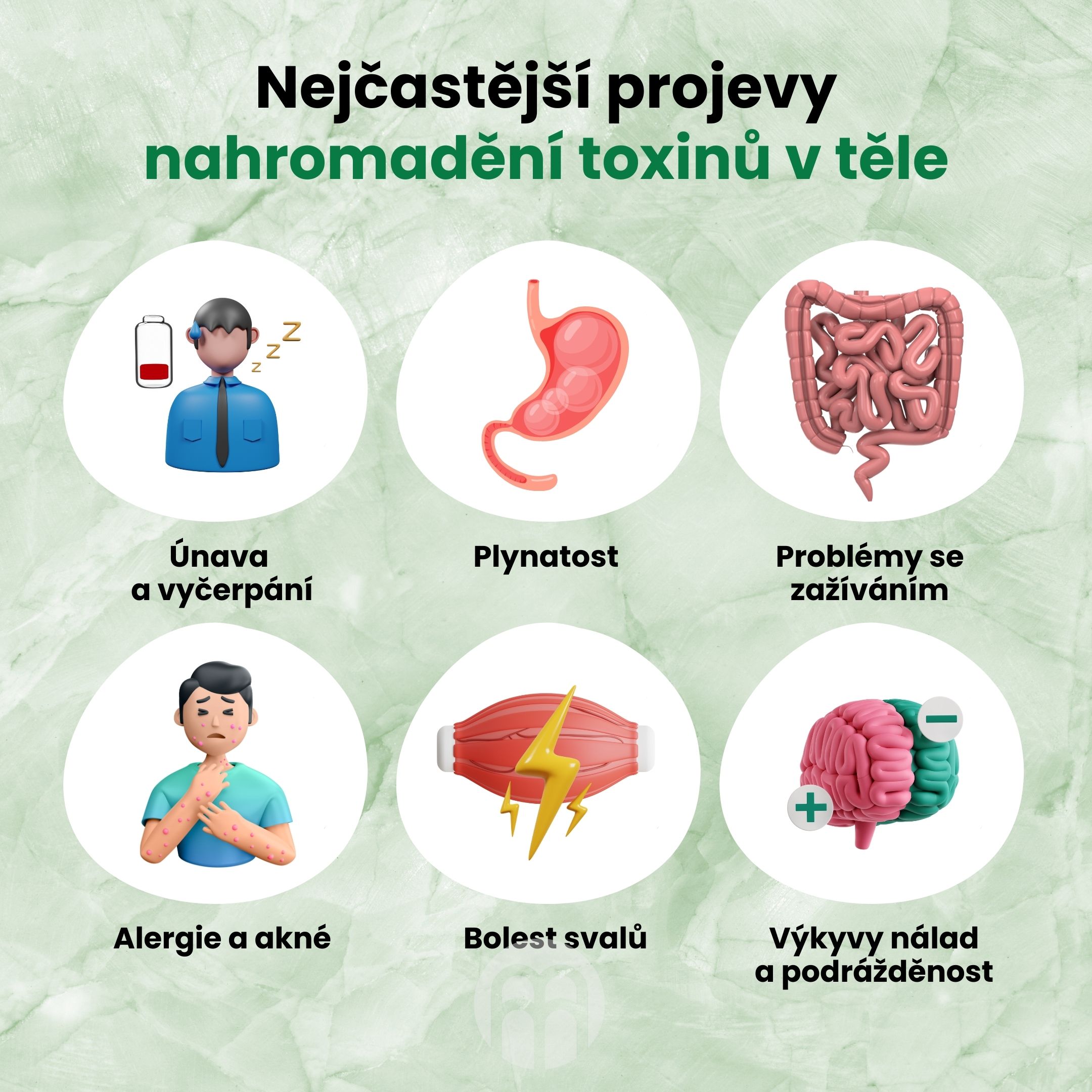 Nejčastější projevy nahromadění toxinů v těle